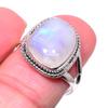 Natural Rainbow Moon Stone Gemstone 925 Solid Sterling Silver Ring Size 7.5 n5O08