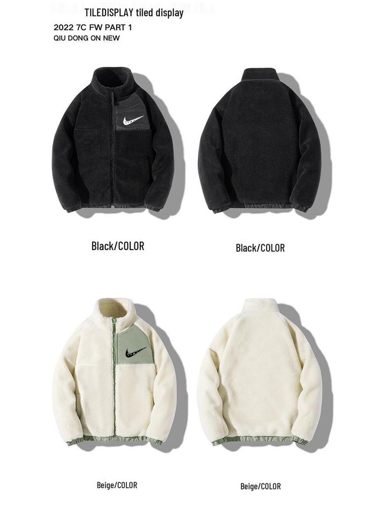 Мужская куртка из натуральной овчины в гонконгском стиле Осень/Зима 2025 - Модная студенческая универсальная куртка с плюшем и плотным хлопковым наполнителем