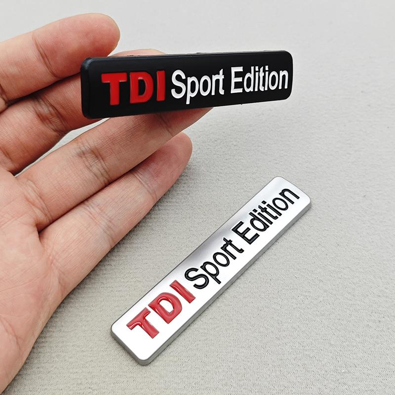 YKPSC1 3D Metal Red TDI Sport Edition Logo Turbo Car Letter Sticker Emblem Chrome Badge Decals For VW Polo Golf TT JETTA GTI Touareg
