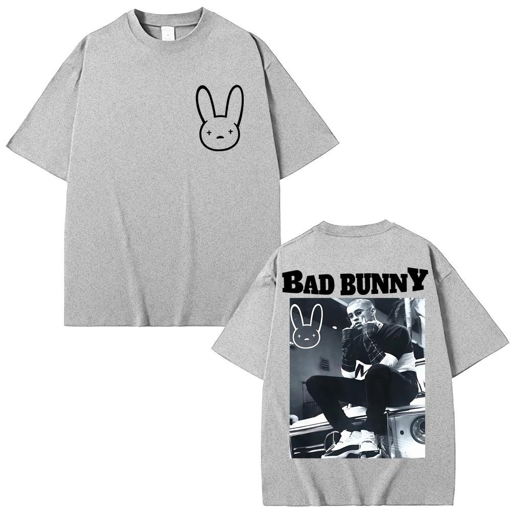 Рэпер BAD BUNNY Винтажная футболка Мужская Женская Хип-хоп Мода Высококачественные Футболки Свободного кроя Хлопковые Футболки Уличная мода Подарки
