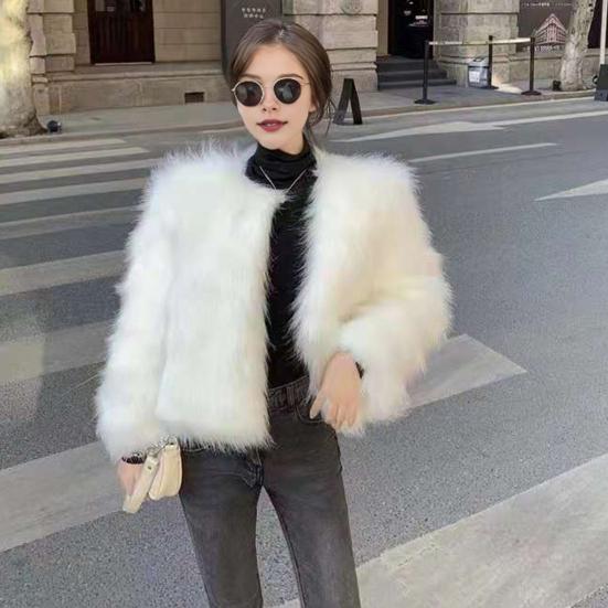 Женская куртка из искусственного меха осень-зима теплое свободное плюшевое пальто повседневное женское