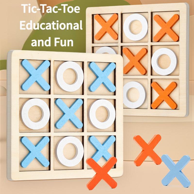 XO Tic-Tac-Toe Strategy Game Set - Wooden Logic Brain Teaser for Family & Early Learning, Interactive Educational Board Game