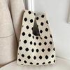 Handmade Knit Handbags Women Mini Knot Wrist Bag Korean Casual Tote Bag Reusable Shopping Bags
