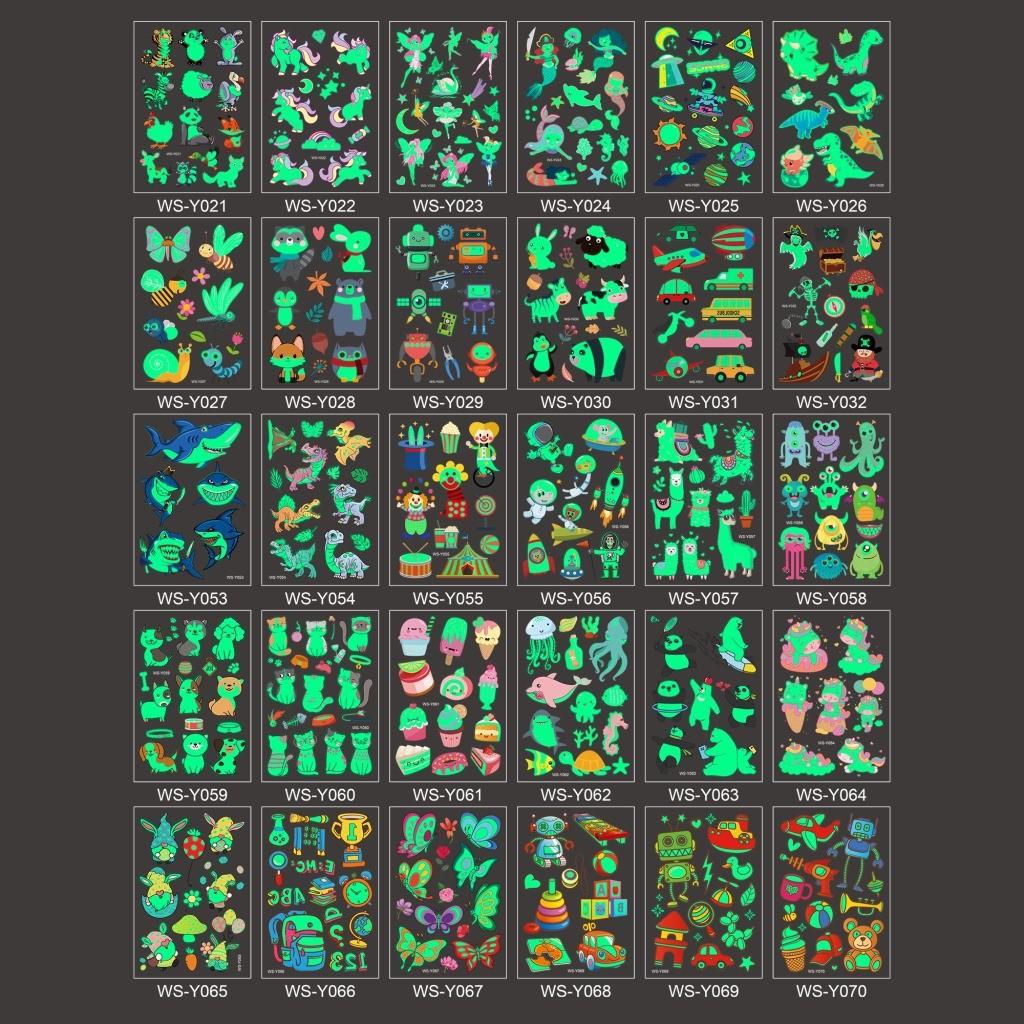 Детская мультяшная светящаяся в темноте татуировка с флуоресцентной зеленой водонепроницаемой бонусной наклейкой