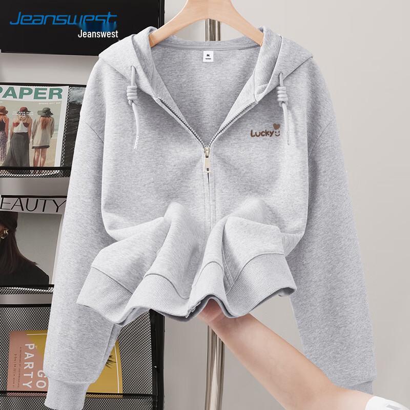 JEANSWEST Женский кардиган-толстовка с капюшоном свободного кроя с принтом «Счастливое лицо»