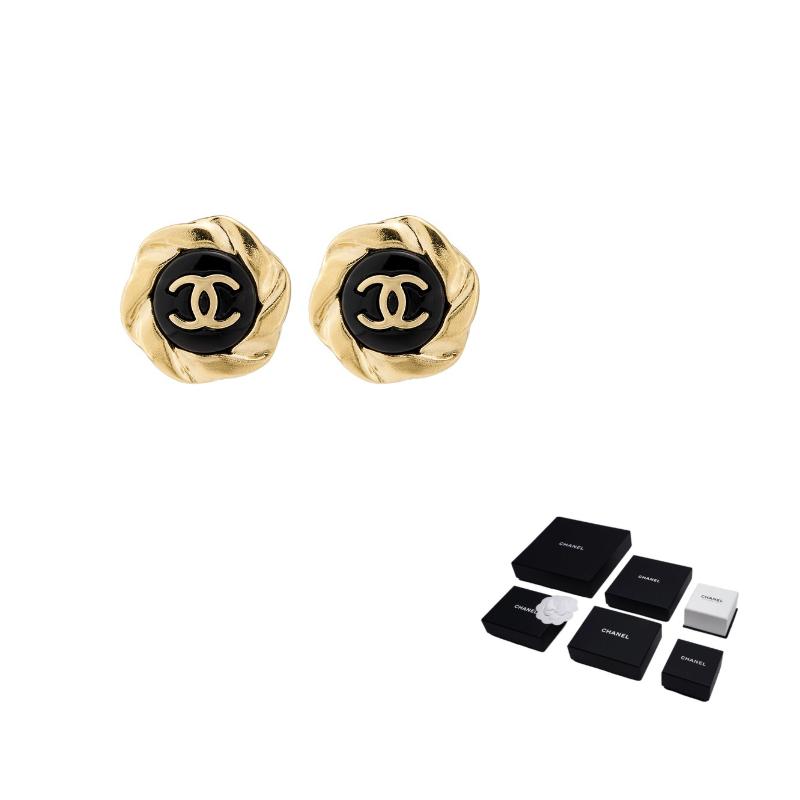 Chanel Классические Серьги-гвоздики с Металлической Деталью Двойное С Золото Женские
