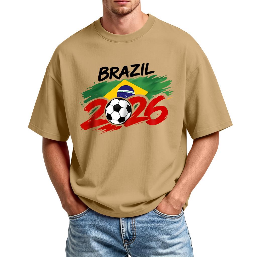 Men's World Event Print Crewneck Short Sleeve T Shirt Casual Athletic Top with Soccer Graphic 2026 Year Design for Daily Wear