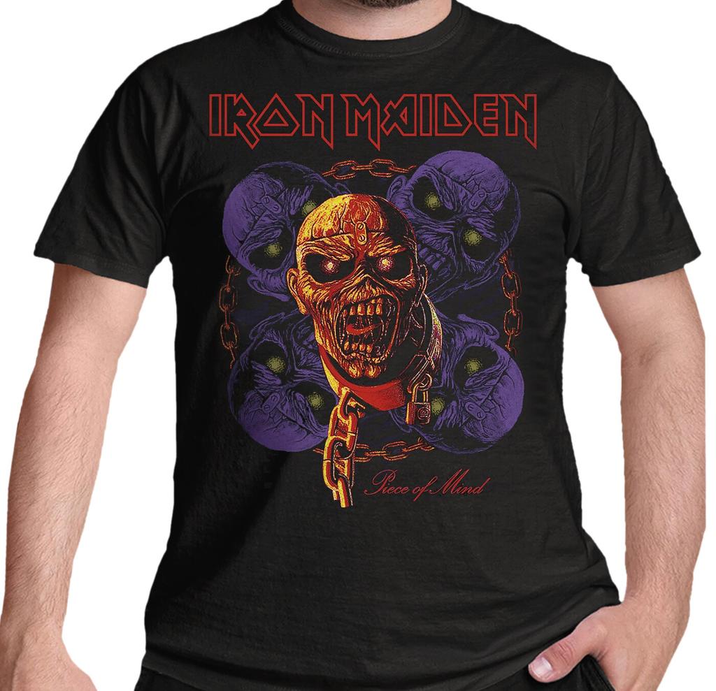 Официальная футболка Iron Maiden Piece Of Mind с несколькими головами Эдди Черная Новая
