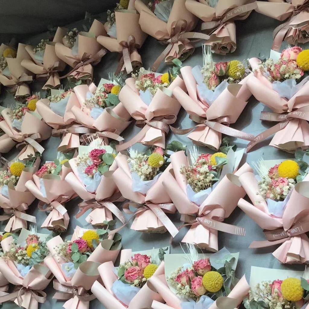 Pink Barbie Dried Flower Mini Bouquet for Girlfriend Valentine's Day Souvenir Gift Box Collocation Decor Home Wedding Decoration