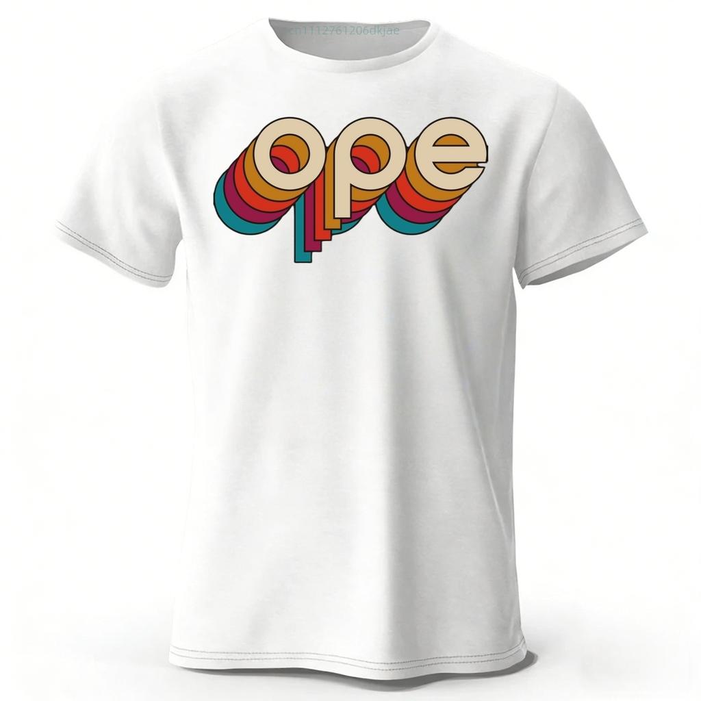 Retro Rainbow Gradient ope Letter Print Mens Pure Cotton Short Sleeved Comfortable Fashionable Soft Loose Sports Tshirt Top