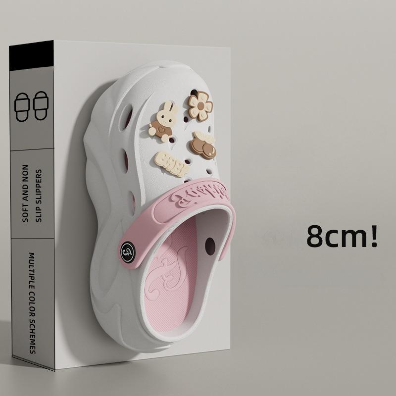 Разноцветные массивные сабо на платформе для женщин, лето 2024, пляжные сандалии с мягкой толстой подошвой, женские нескользящие тапочки на танкетке из ЭВА