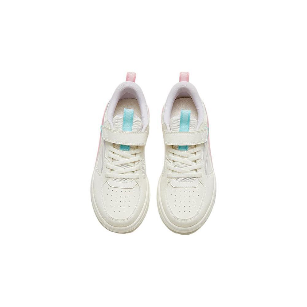 Anta Kids Non-Slip Shock Absorbing Low-Top Skate Shoes Kids Sneakers White Pink Green 322328815-10
