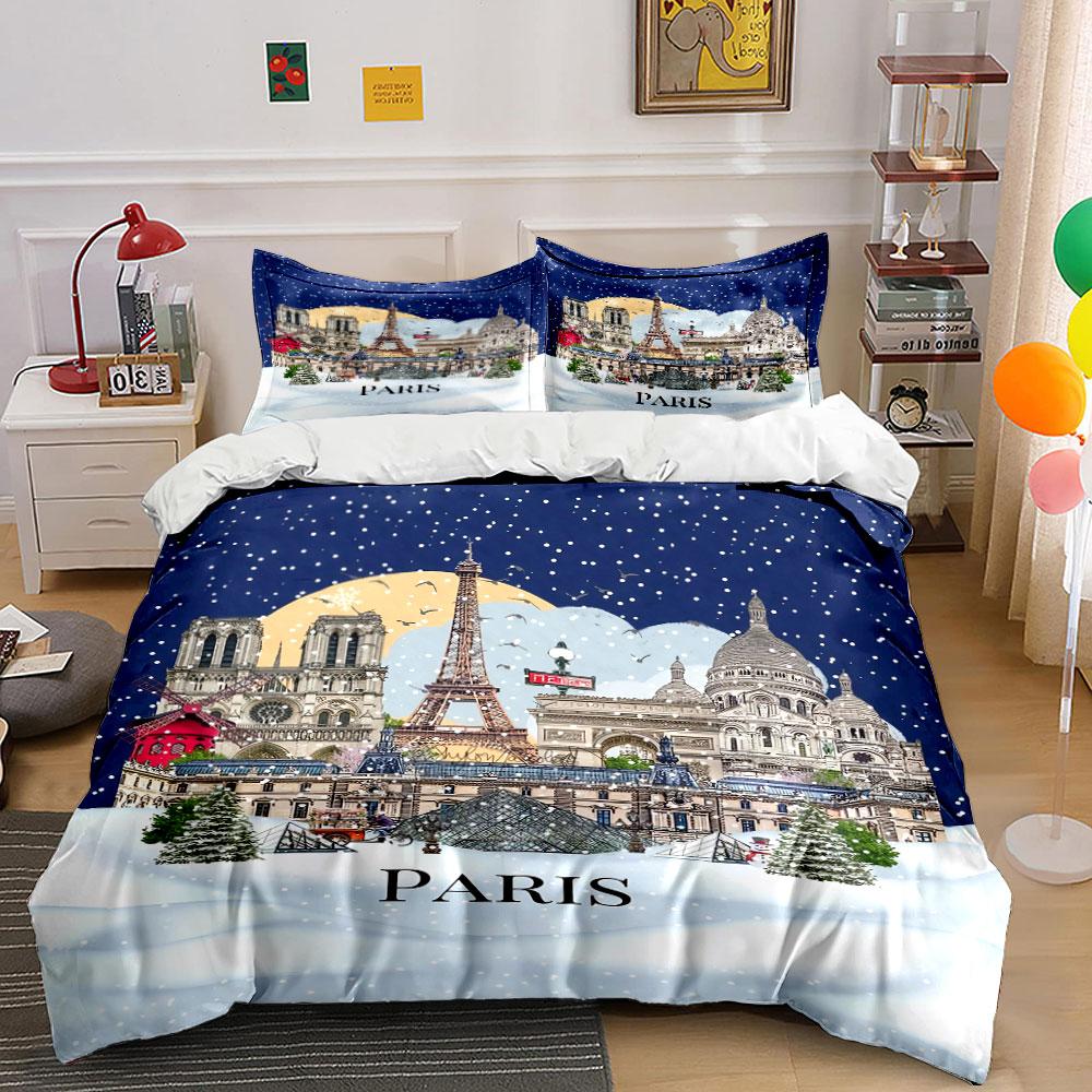 "Paris Landmark Bedding Set" Bedding Duvet Cover Set Duvet Cover Pillowcases (1 * Duvet Cover 2 * Pillowcases, without duvet insert)