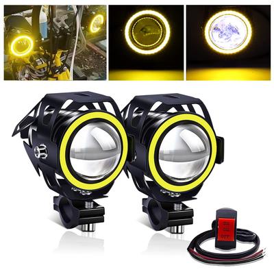 X-STYLE U7 Мотоциклетная противотуманная фара, LED, 2 цвета, 2 режима, Белый + Желтый Кальмар
