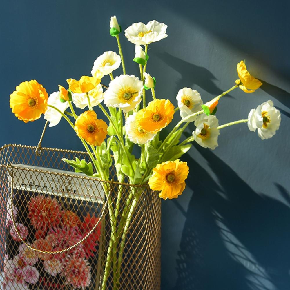 Великолепный флокированный стебель искусственный Papaver Rhoeas искусственный букет поддельные маки цветы шелковые растения