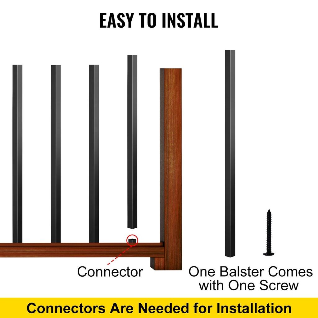 Deck Balusters, 101 Pack Metal Deck Spindles, 26"x0.75" Staircase Baluster With Screws, Aluminum Alloy Deck Railing for Wood and Composite Deck,