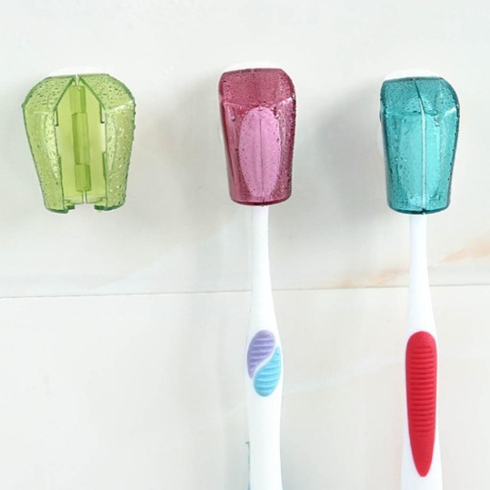 3PCS with Suction Cup Toothbrush Cover Dustproof Toothbrush Protector Cover  Bathroom