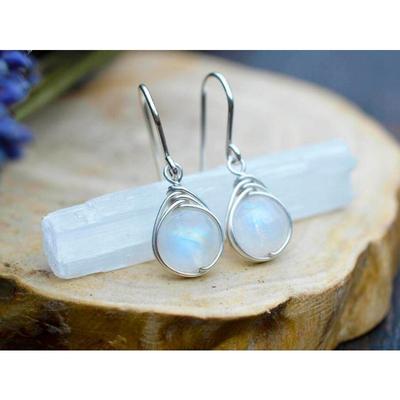 Винтажные серьги Moonstone Серьги в европейском и северо-панковском стиле с радужными драгоценностями и серьги-гвоздики