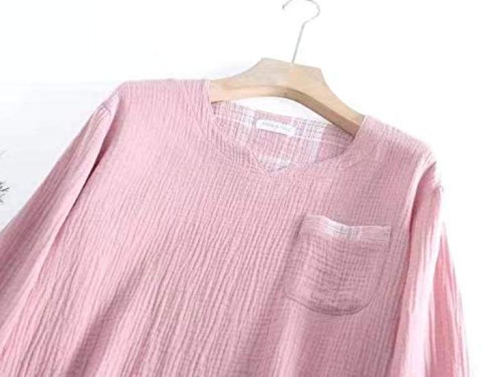 Checkered Soft Comfortable to the Perfect Gift for Day Size Women's Pajamas, Spring/Summer/Autumn/Winter, 100% Cotton, Pattern, V-Neck, Gauze, Touch,