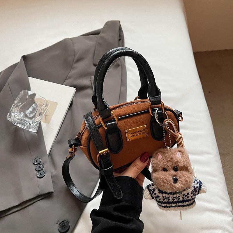 Retro Hand-held Small Bag, Winter Commuting Boston Bag, Stylish Single-shoulder Crossbody Bag