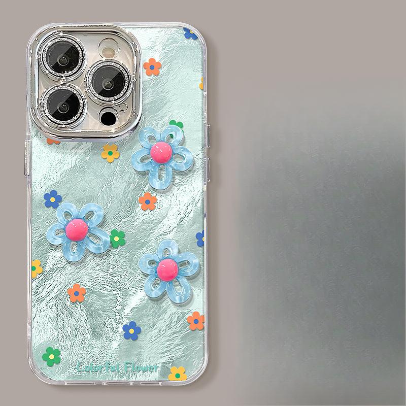 Красочный браслет-кукла с цветком, подходит для мобильного чехла Apple 16PRO 15/14, узор из оловянной фольги, 13, защитная пленка для объектива XR