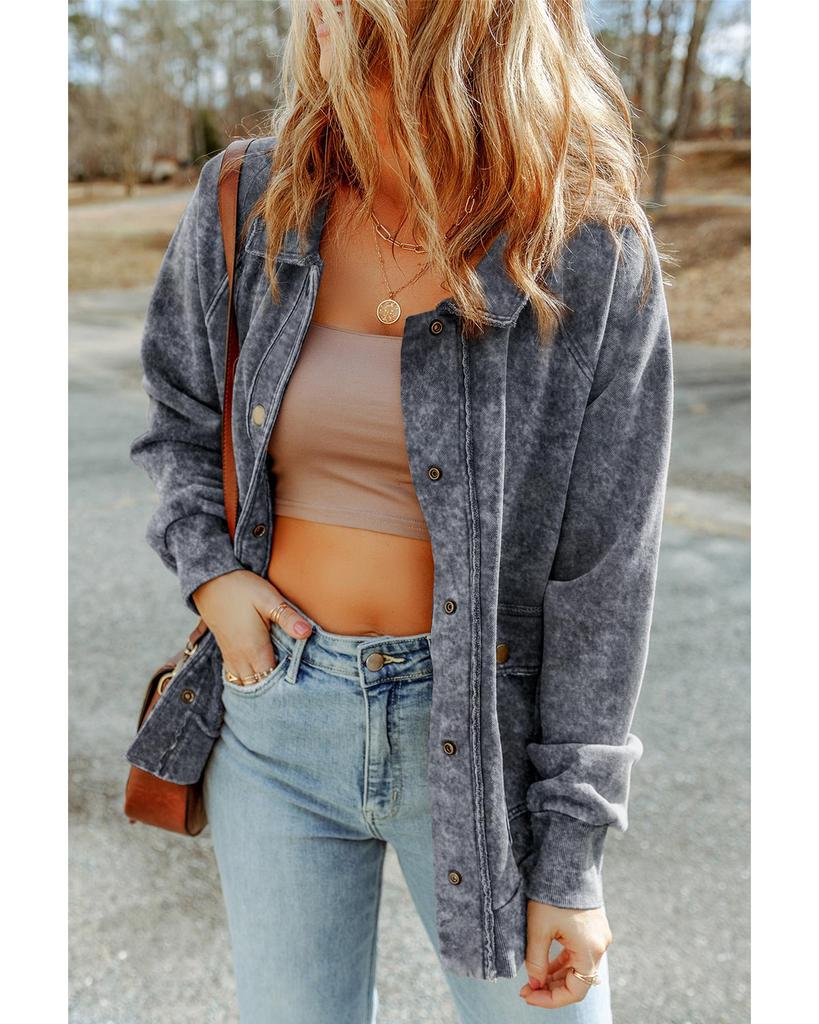 Azura Exchange Винтажная потертая куртка с карманом-клапаном на пуговицах