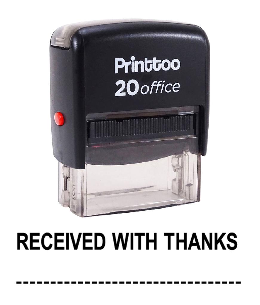 Printtoo RECEIVED WITH THANKS Self Inking Rubber Stamp Office Stationary Custom