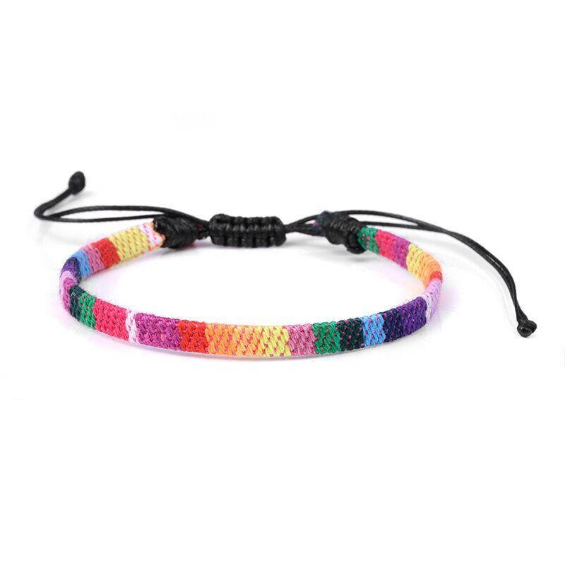 Модный браслет в стиле Богемия, этнические плетеные браслеты ручной работы, разноцветные вышитые веревочные браслеты для женщин и мужчин