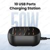 10-портовое USB-зарядное устройство 100 В-240 В, вилка EU, US, KR, UK, настольная USB-зарядная станция для нескольких устройств iPhone, Samsung, Xiaomi