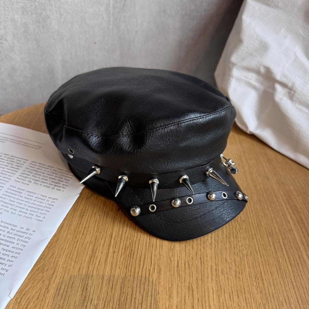 Rivet Solid Color Alternative Streetwear Flat Top Hat Waterproof Punk Goth Fans