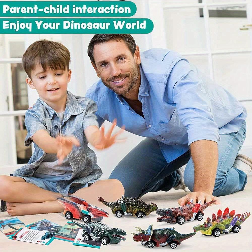 Игрушка динозавр инерционная машинка, 6 штук игрушки динозавры для мальчиков 3 лет инерционная игрушечная машинка, подарок динозавр с тираннозавром рексом