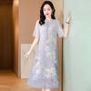 Летнее платье для матери в китайском стиле, шелковое платье большого размера, элегантное и достойное платье