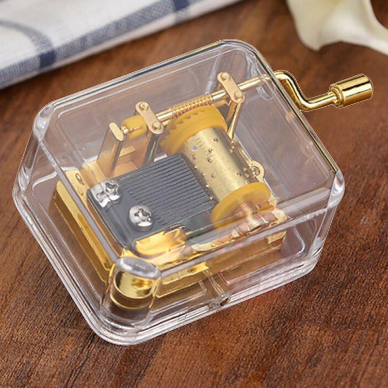 Изысканная прозрачная акриловая квадратная золотая музыкальная шкатулка Gurdy с ручным управлением