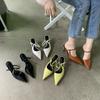 Fashion Fashion Women Slides Slippers Pointed Toe Black/White/Brown/Yellow Sexy Dress Shoes Thin High Heels Slip On Party Pumps Size 39