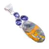 Bumble Bee Jasper, Tanzanite 925 Sterling Silver Jewelry Pendant 2.7"  AH-3310