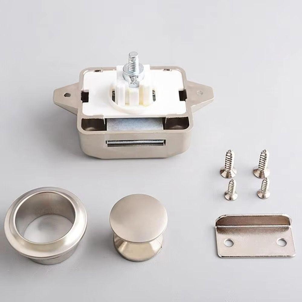 Keyless Catch Lock Hardware Cabinet Knob Drawer Button Locks Motorhome