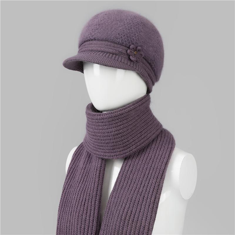 Wool hat women's autumn and winter velvet warm in the elderly rabbit hair mother hat ear protection cold foreign gas knitted hat