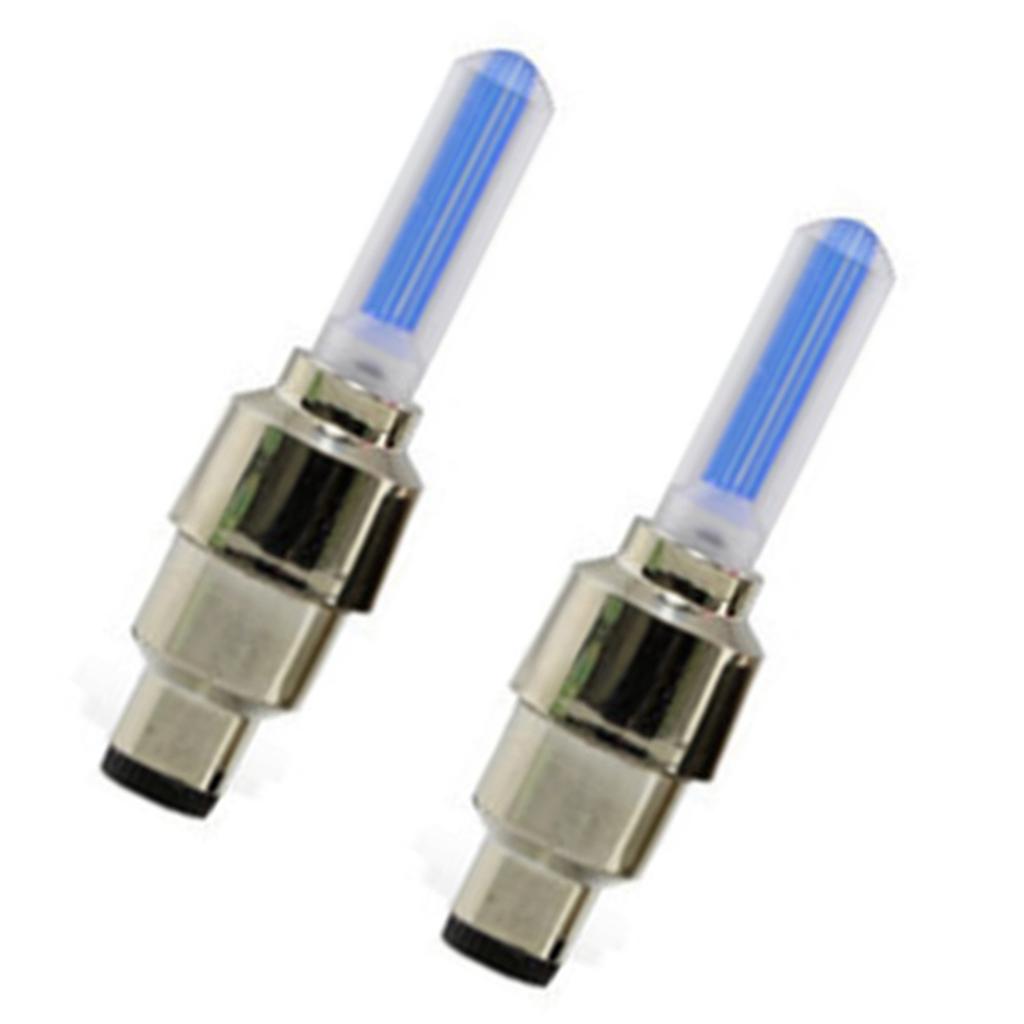 2PCS Motorcycle Wheel Light Tire Valve Stem Cap Lamp Night Riding Decoration Universal for Car Bike Bicycle Green