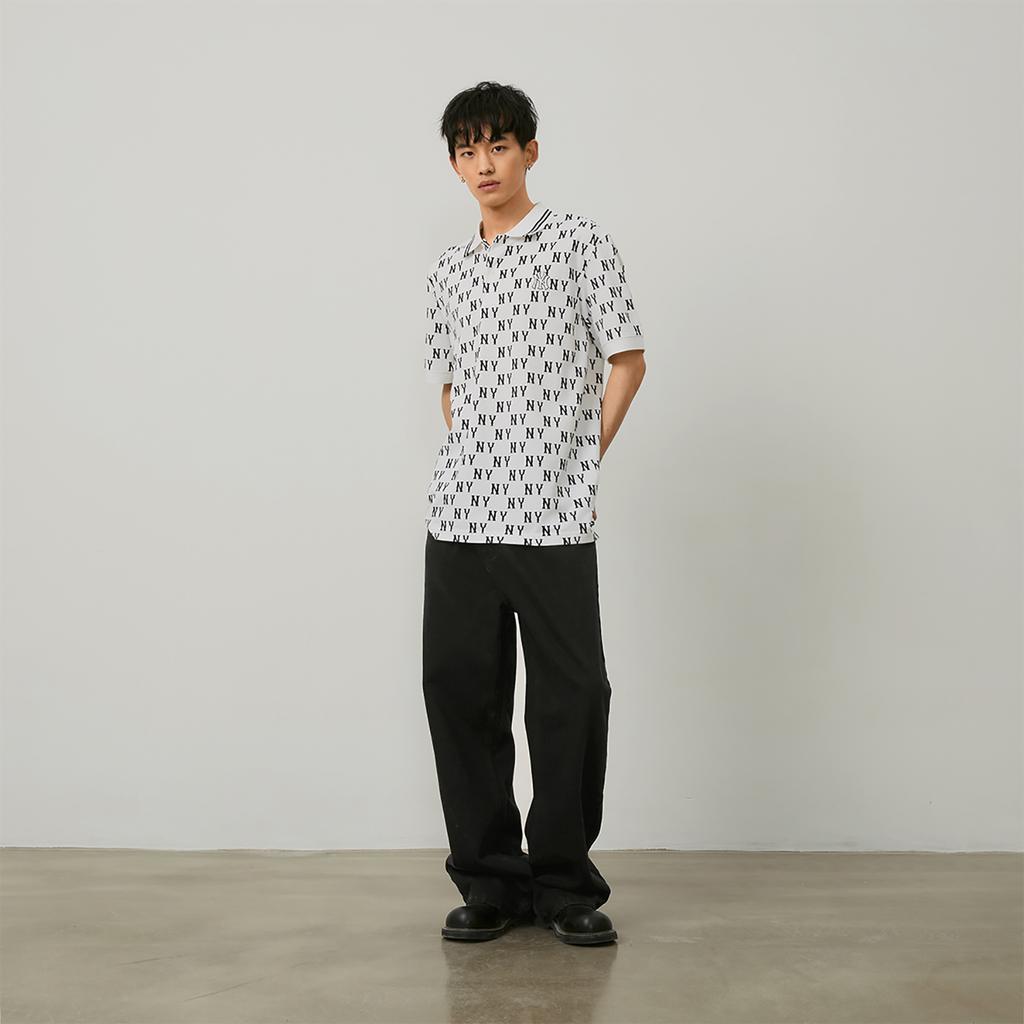 Новая коллекция MLB MONOGRAM Поло New York Yankees SS24 Унисекс Белый слоновой кости 3APQM0443-50IVS