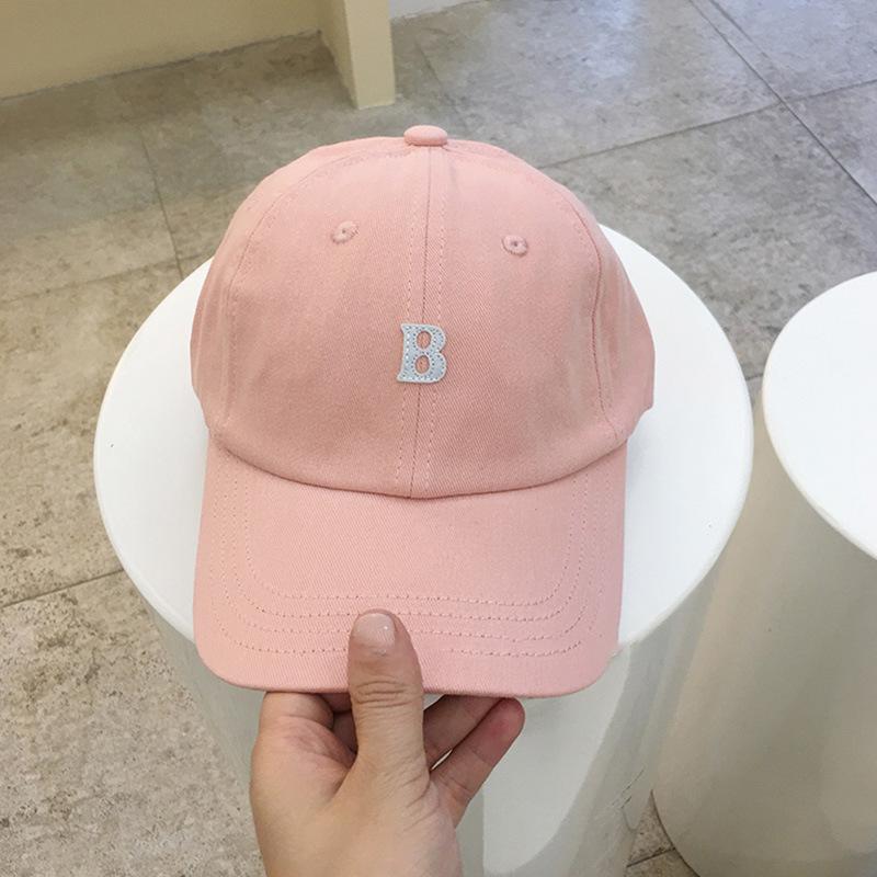 New alphabet baseball cap Korea Dongdaemun versatile soft top hat peaked cap pink visor for men and women