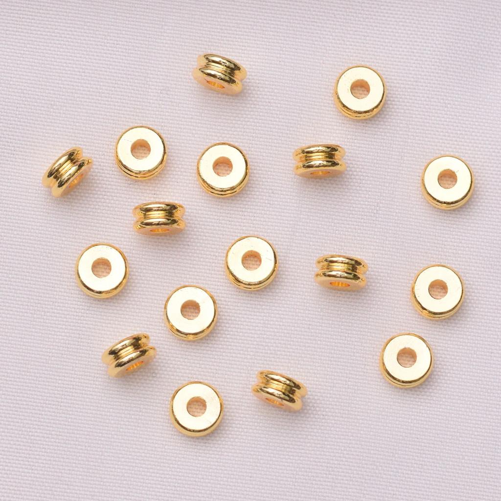 100 шт. 18-каратного золота, двухслойная, сохраняющая цвет, гладкая, разделительная прокладка для бусин, аксессуары для бижутерии ручной работы, разделительная прокладка из бисера