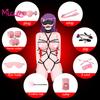 Mizz Zee 10Pcs Handcuff Foot Faux Leather Blinder Rope Strap Whip Collar Sex