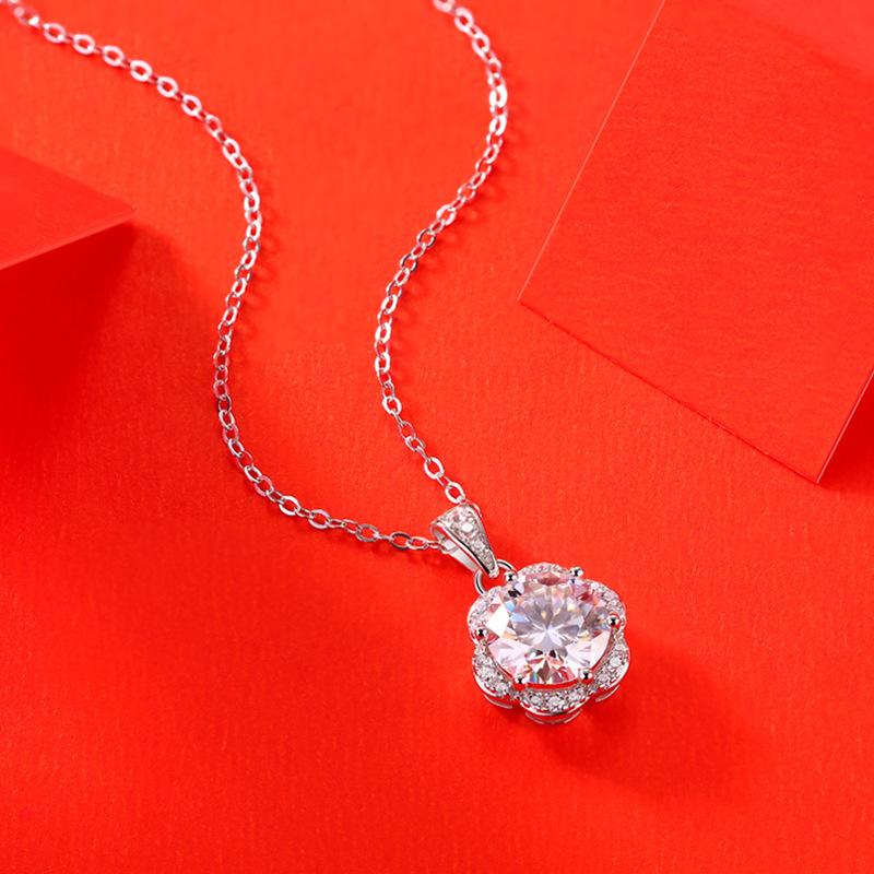 Серебряное ожерелье S925 Flower Ball с подвеской Moissanite Elated, летняя милая цепочка на ключицу