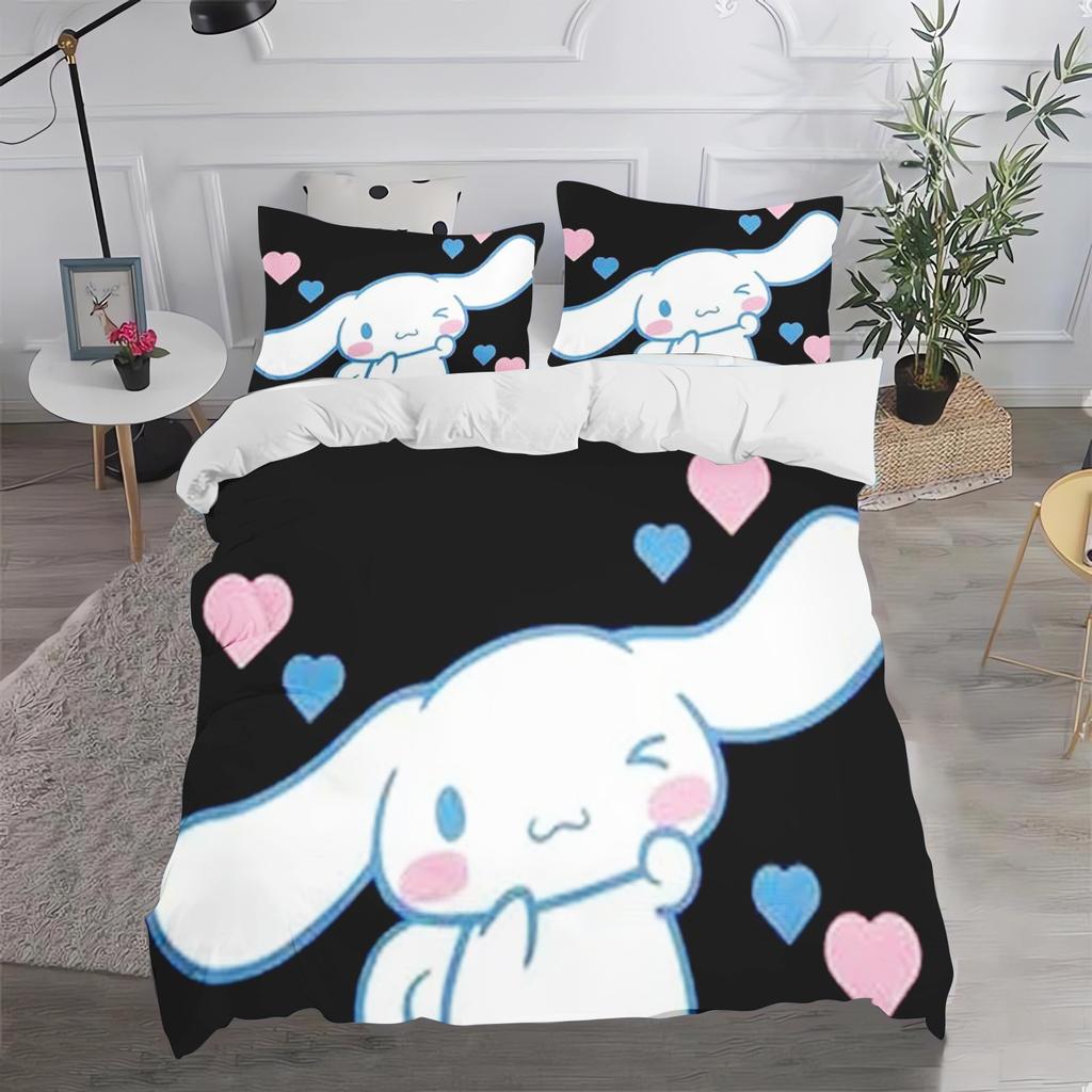 Cinnamon Dog Sanrio Twin Size Bedding Sets Duvet Cover 3-Piece Set 1 Quilt Home Polyester Comforte Luxury Anime