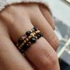 Black Onyx Beaded Stretch Rings