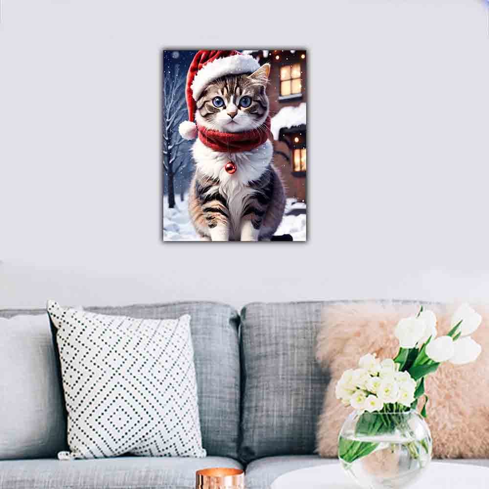 DIY полная круглая алмазная живопись вышивка крестиком 3D милый котенок животное сцена домашний деко художественное здание алмазная живопись 5d алмазная живопись