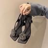 High Value Retro Camellia Fairy Style Elegant Sandals 2024 New Style with Skirt High Heels