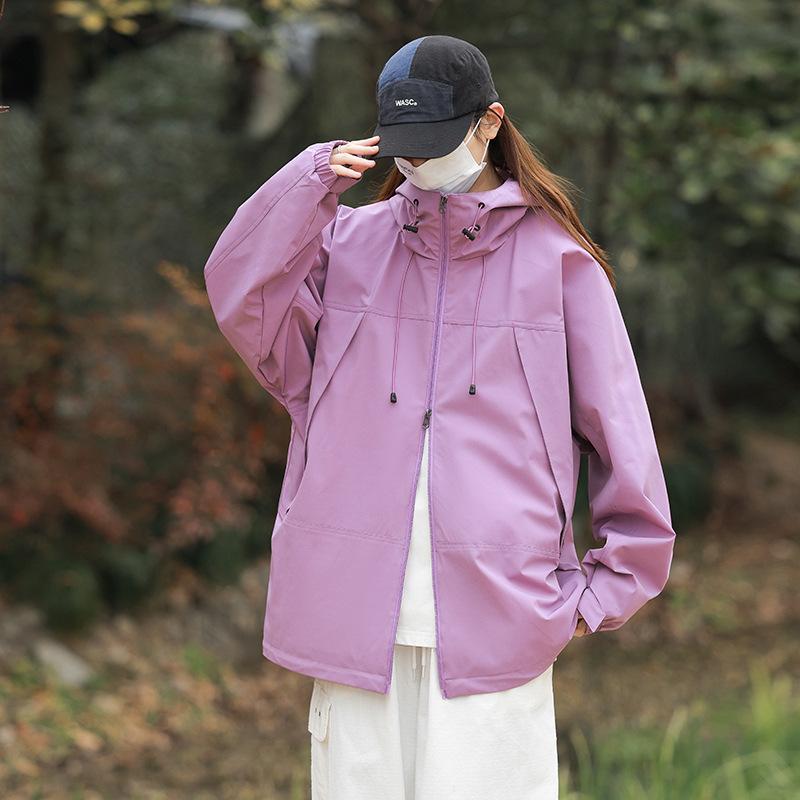 Spring and Autumn Outdoor Mountain Couple Jacket American Tooling Hooded Windproof Jacket Men's and Women's