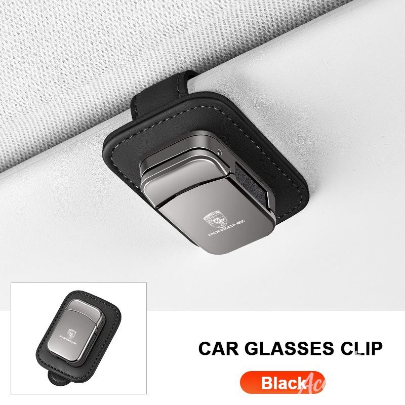 snprg4 Metal Car Sun Visor Glasses Clip For Porsche Macan Panamera Cayenne Cayman 911 918 Sunglasses Holder Universal Eyeglasses Clip