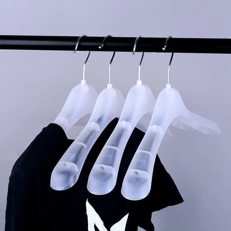 New Wide Shoulder Thickened Hangers Transparent Anti Slip Frosted Wardrobes Pants Racks Drying Clothes Hanging Support Shelf